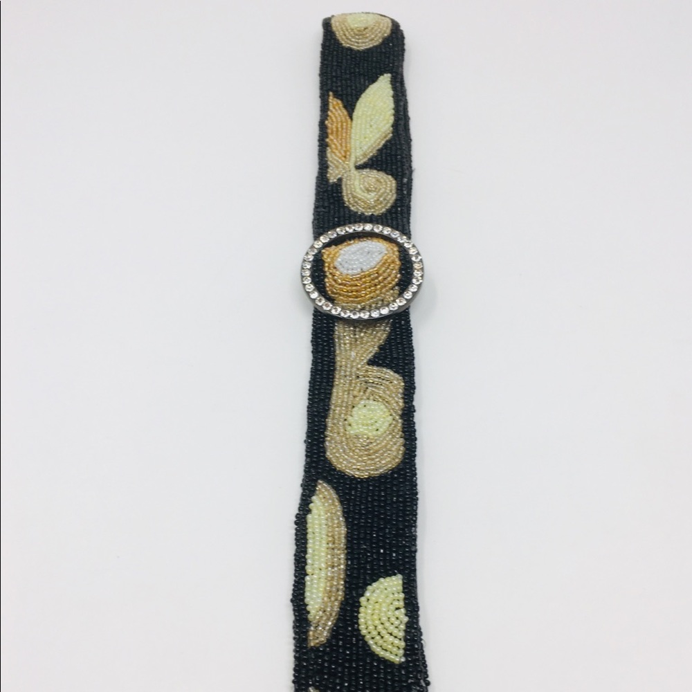 Vintage Hand Beaded Belt Glam Rhinestone Buckle - Picture 5 of 8